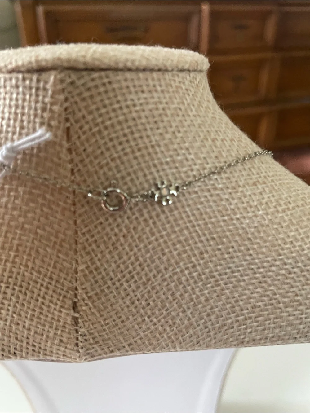 Tory Burch Silver-Tone Logo Charm Necklace 16”
